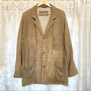 Ermenegildo Zegna green button up leather jacket blazer coat